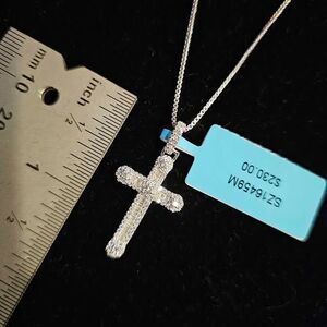 .77CTW VVSD Moissanite Cross on 18" box chain in .925 sterling silver